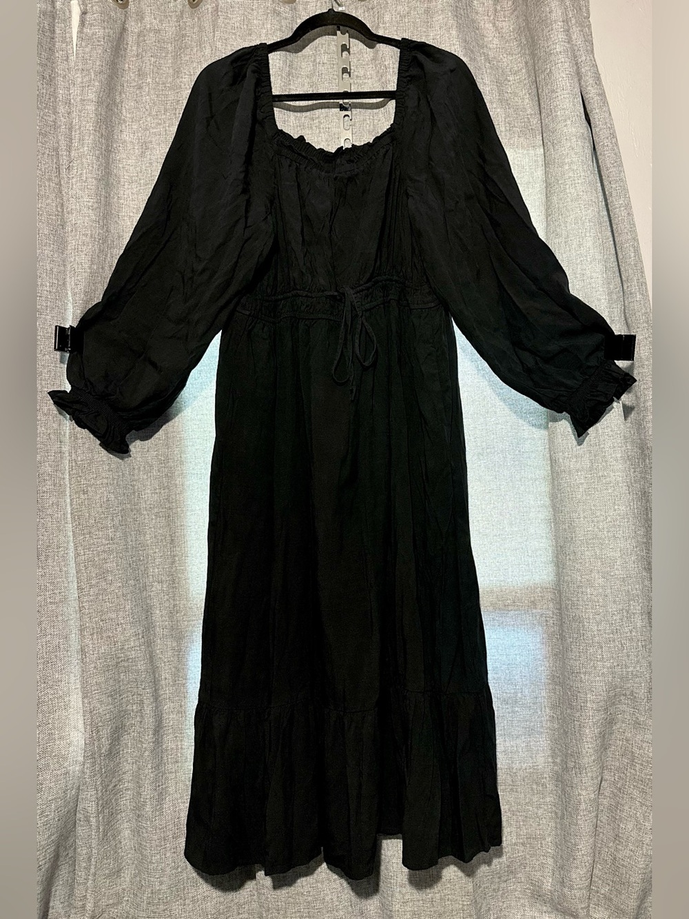 NWOT Ava & Viv Black ALine Cottagecore Whimsigoth Long Sleeve Maxi Dress Size 1X